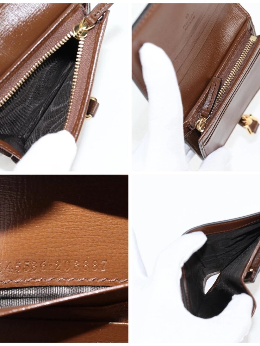 GUCCI GG Supreme Jackie WebbSherry Line Wallet PVC Beige 203495 Auth ki5817V - Picture 15 of 16